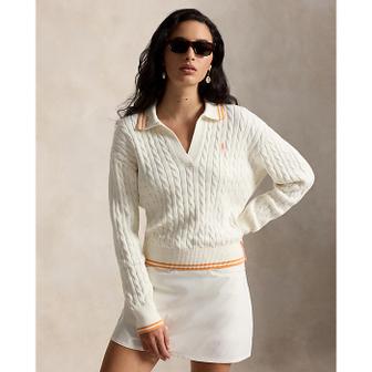 폴로 랄프 로렌 폴로 골프 여성 케이블 니트 폴로 칼라 스웨터(WMXGSWENC020103100)