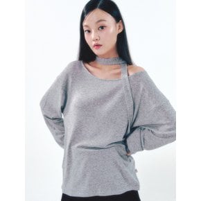 Knit Tie Long Sleeve Set Gray