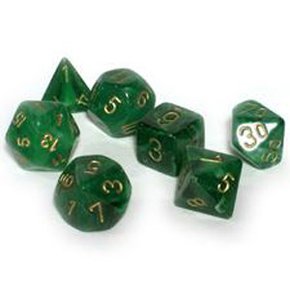 Chessex Dice 세트 : Vortex Green w/Gold (7)