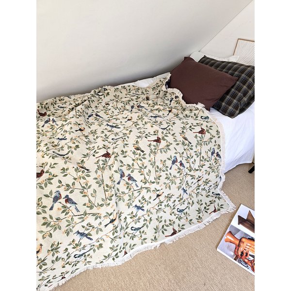 버드송 자가드 다용도 아트 블랭킷 소파커버
