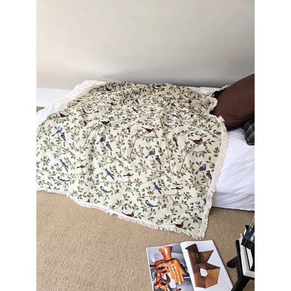 버드송 자가드 다용도 아트 블랭킷 소파커버