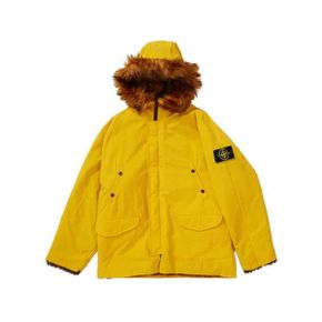 STONE ISLAND 스톤아일랜드 7625403S6 V0030 슈프림 X 와펜 패치 리버시블 폭스 퍼 파카 옐로우