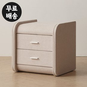 루크 패브릭 침대옆 협탁 2단 서랍장 사이드 미니 협탁 안방 가구(베이지)