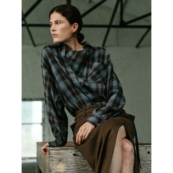 오버사이즈 체크 셔츠_BLUE