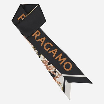 페라가모 [시흥점] 6S 321242 789920 가이아 프린트 실크 방도 스카프 아이보리 블랙