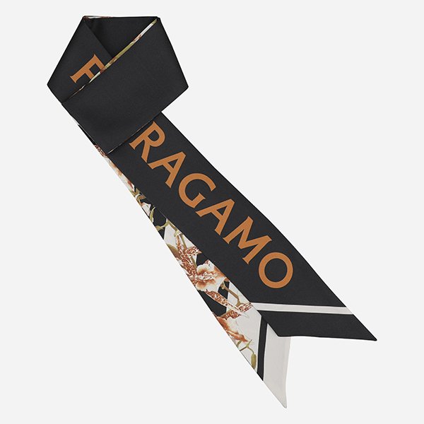 [시흥점] 6S 321242 789920 가이아 프린트 실크 방도 스카프 아이보리 블랙