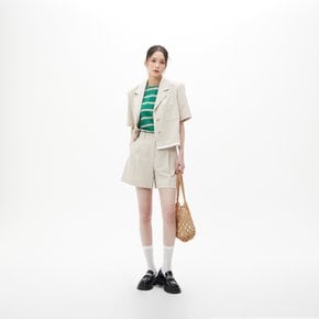 [시흥점] SET-아우터) 밑단 배색 크랍 반팔 자켓 AQ2WJ560