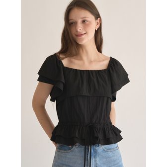 쟈습 Daria Ruffle Blouse (Black)