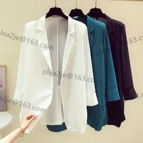 쉬폰 여름 재킷 중년 여성여름자켓 흰색 정장자켓
