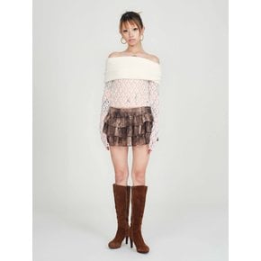 Frill Mini Skirt Brown Denim