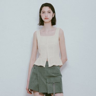 레이브 Fringe Sleeveless Fit Blouse in Ivory VW4MB104-03