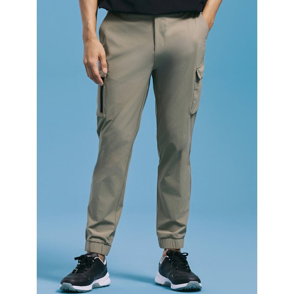 남성 나일론 스판 아웃포켓 카고 조거 팬츠 베이지