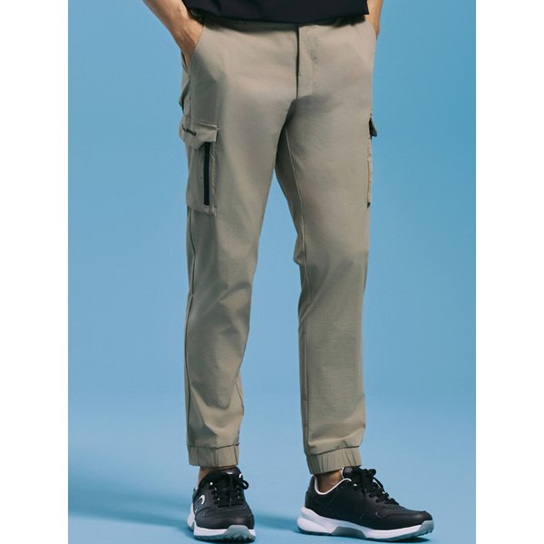 남성 나일론 스판 아웃포켓 카고 조거 팬츠 베이지