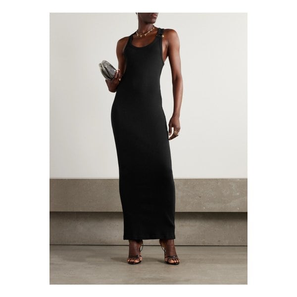 장폴고띠에 장식 리브 코튼 미디 원피스 46376663162889078