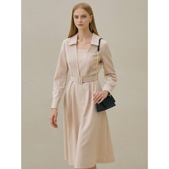 엠므 CLEO Pintuck flared dress_beige