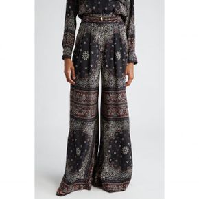 4399597 Zimmermann Bandana Print Pleated Wide Leg Pants