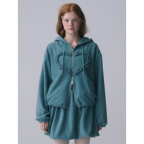 FRILL HEART HOODIE, BLUE