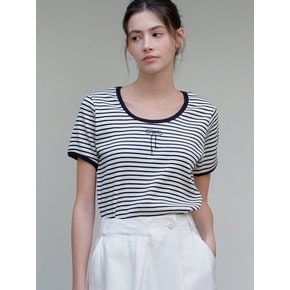 comos 1155 scoop neck ribbon T-shirt (navy stripe)