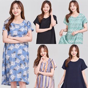 여성 빅사이즈 럭키 그린인견 반팔원피스 1415 (F~XXL)