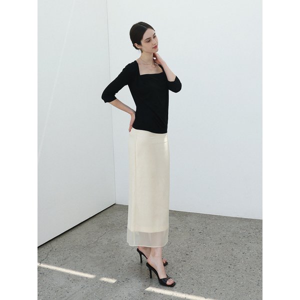 Aura sheer maxi skirt - CREAM