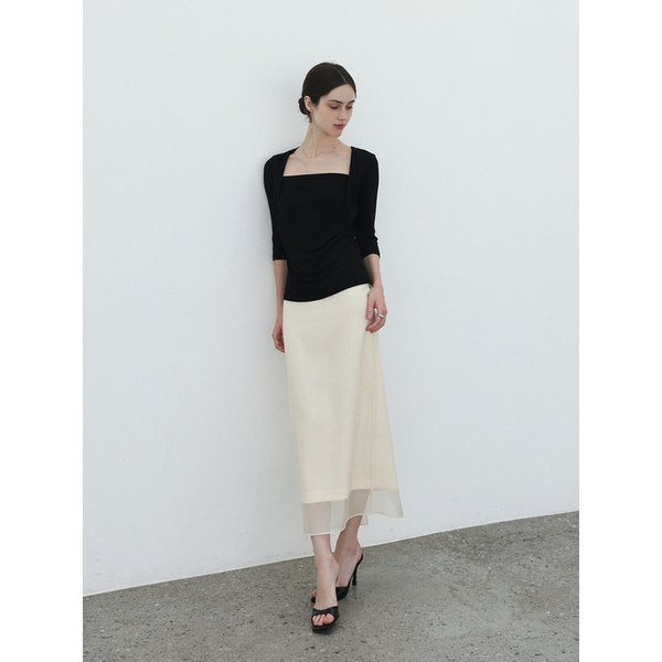 Aura sheer maxi skirt - CREAM
