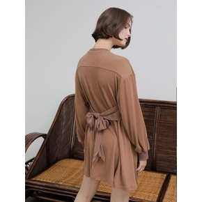 SHIRRING RIBBON ONE-PIECE_BROWN