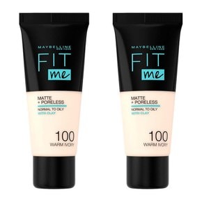 Maybelline 메이블린 뉴욕 핏 미 매트 포어리스 위드 클레이 파운데이션30ml 100 웜 아이보리2개