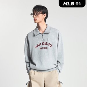 MLB [코리아공식] 바시티 레터링 반집업 맨투맨 SD (Melange Grey)