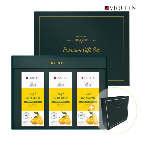 바이퀸 유기농 레몬즙 착즙액 NFC 100 리얼 착즙 3박스 선물세트