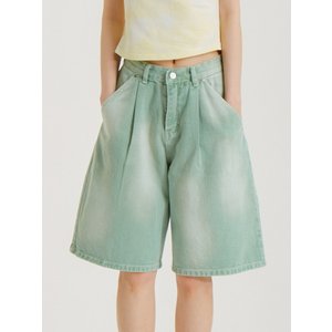 언노운플라넷 버뮤다 원턱 다잉 쇼츠 그린_Bermuda One Tuck Dying Shorts Green