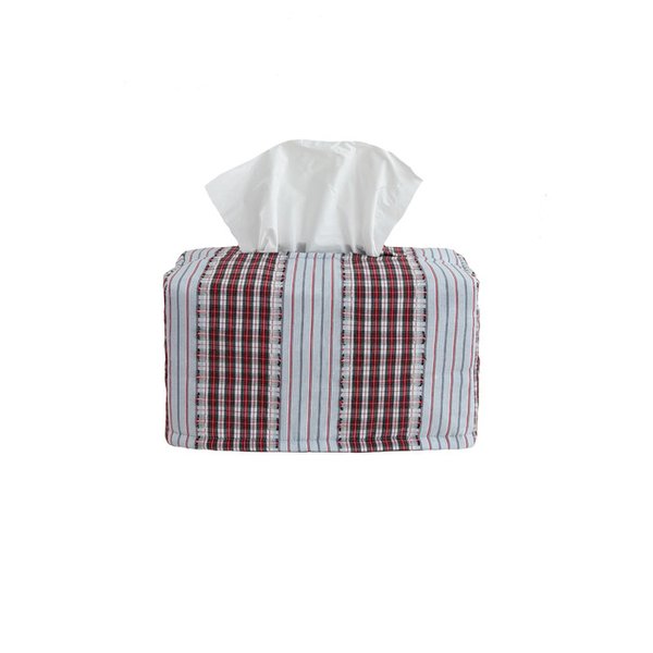 CHECK FRINGE TISSUE COVER (RED)