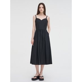 Slip Pintuck Double Strap Dress, Black