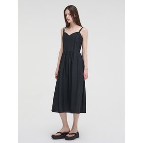 Slip Pintuck Double Strap Dress, Black