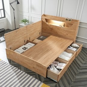 코나3 고무나무 LED 퀸 Q 침대프레임