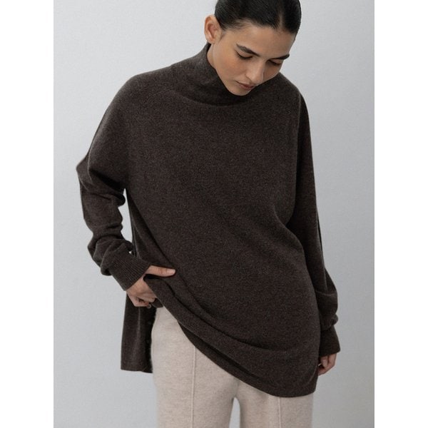 Wool cashmere turtleneck pullover_Mushroom