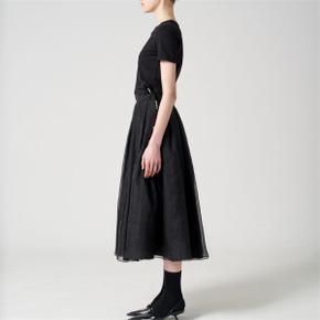 Embroidered organza full pleated midi-skirt