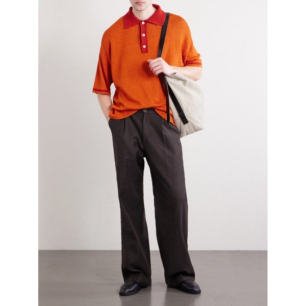 어 카인드 오브 가이즈 오픈 니트 코튼 리넨 블렌드 폴로 셔츠 46376663162995904