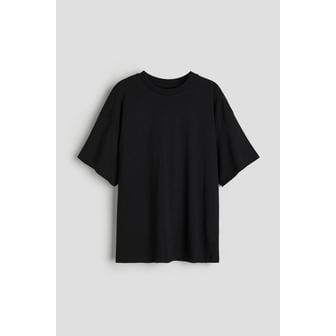 H&M 오버사이즈 코튼 저지 티셔츠 블랙 1227896003