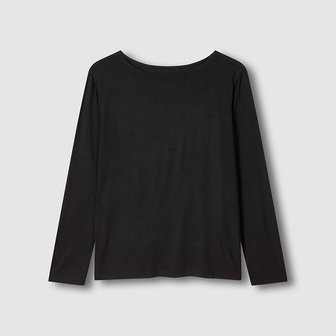 JAJU 여 레이온 스트레치 보트넥 긴팔 라운지 티셔츠 J206201071099