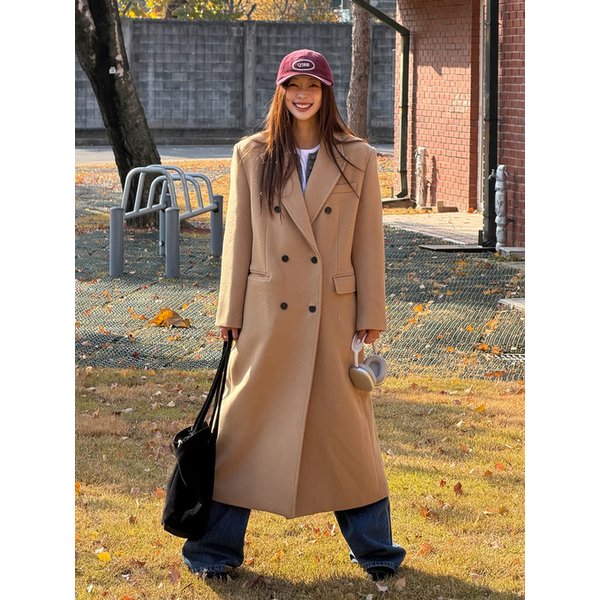 [지구PICK]Classic Wool Double Breasted Long Coat-CAMEL