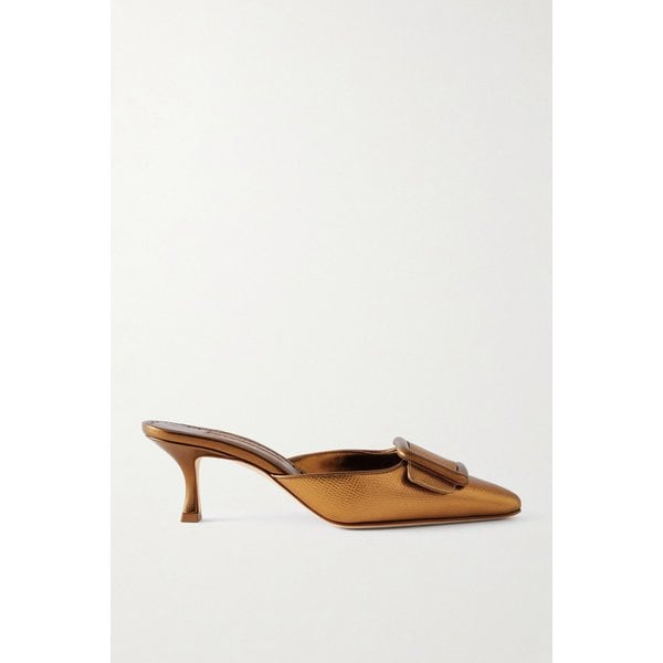 마이살레비 50mm 리자드 이펙트 메탈릭 가죽 뮬 46376663162937200