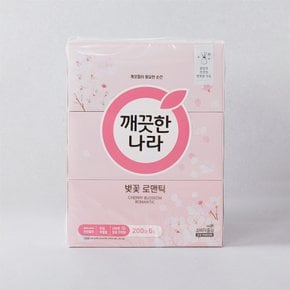 깨끗한나라 벚꽃 로맨틱 미용티슈 200매 6입