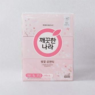  깨끗한나라 벚꽃 로맨틱 미용티슈 200매 6입