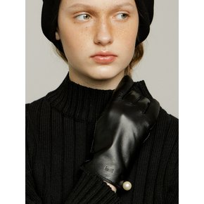 pearl black leather glove