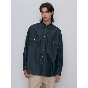 Washed over denim shirt (deep blue)