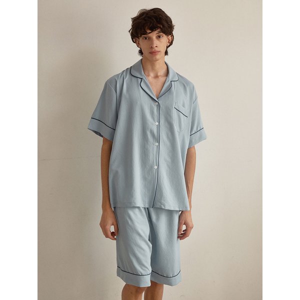 남성 피오니 반소매 투피스 잠옷
