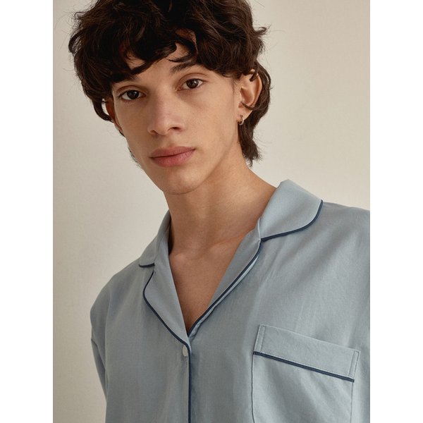 남성 피오니 반소매 투피스 잠옷