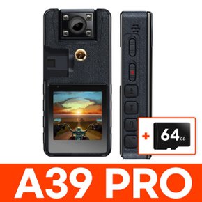 오늘발송 14시간 녹화 바디캠 블랙박스 A39 PRO 64GB 포함