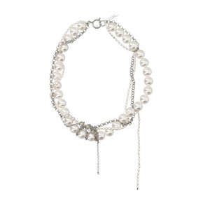 [해외배송] 저스틴 클렌퀏 니콜 펄 비즈 레이어드 초커 목걸이 NICOLECHOKER PALLADIUM