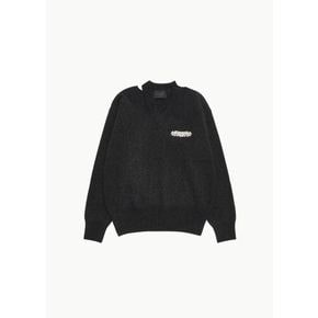 시몬로샤 26SS Merino Seam Bite Jumper W/ Emb, Charcoal / Pearl